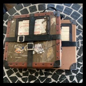 Vintage-Style Brown & Tan Movie Reel Cases with Black Straps